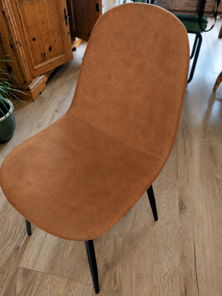 Bruine nepleren eetkamerstoel, Ophalen, Gebruikt, Bruin, Metaal