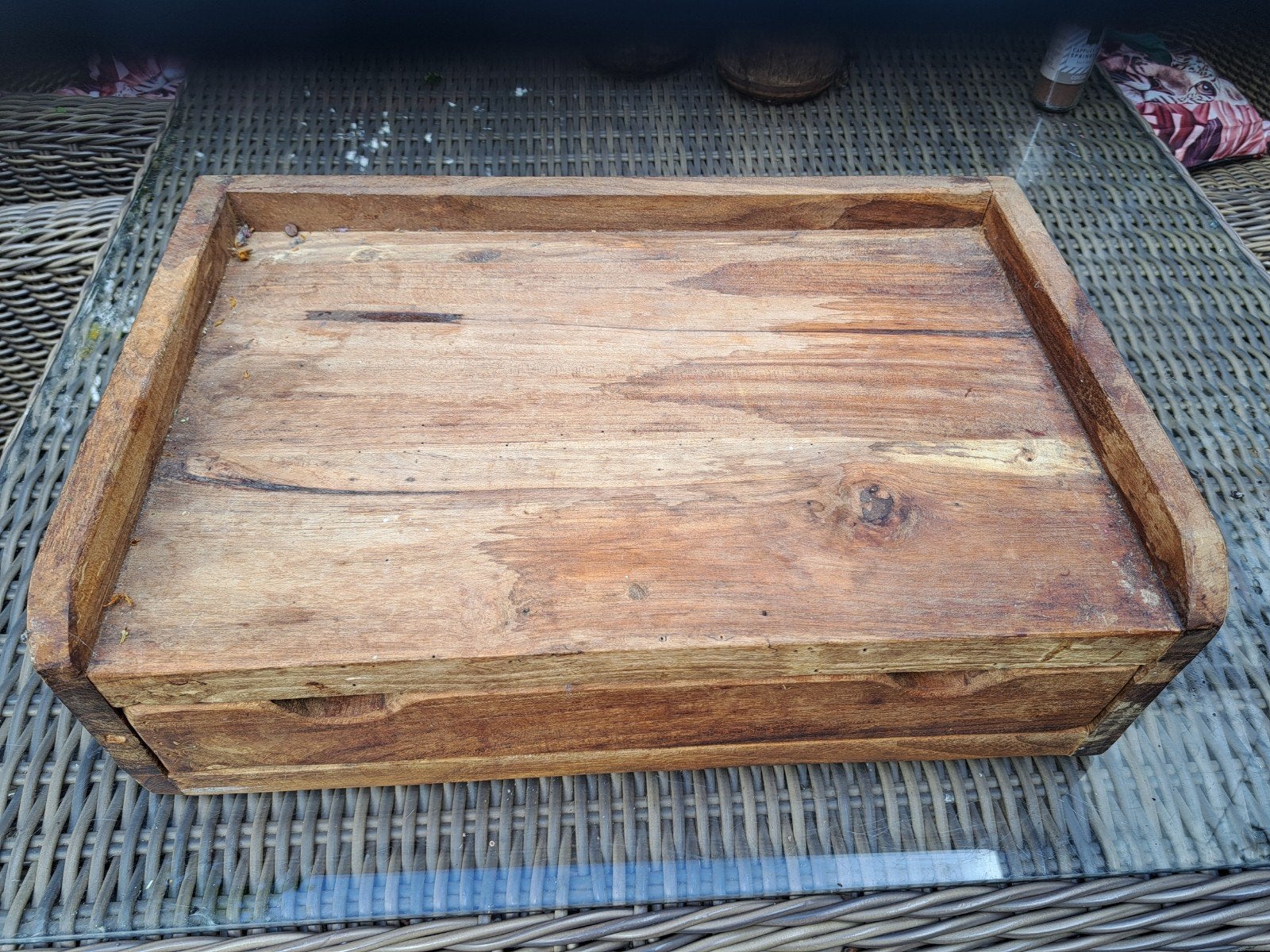 Houten dienblad met lade - Rustiek en functioneel, Ophalen, Hout, Gebruikt, Landelijk