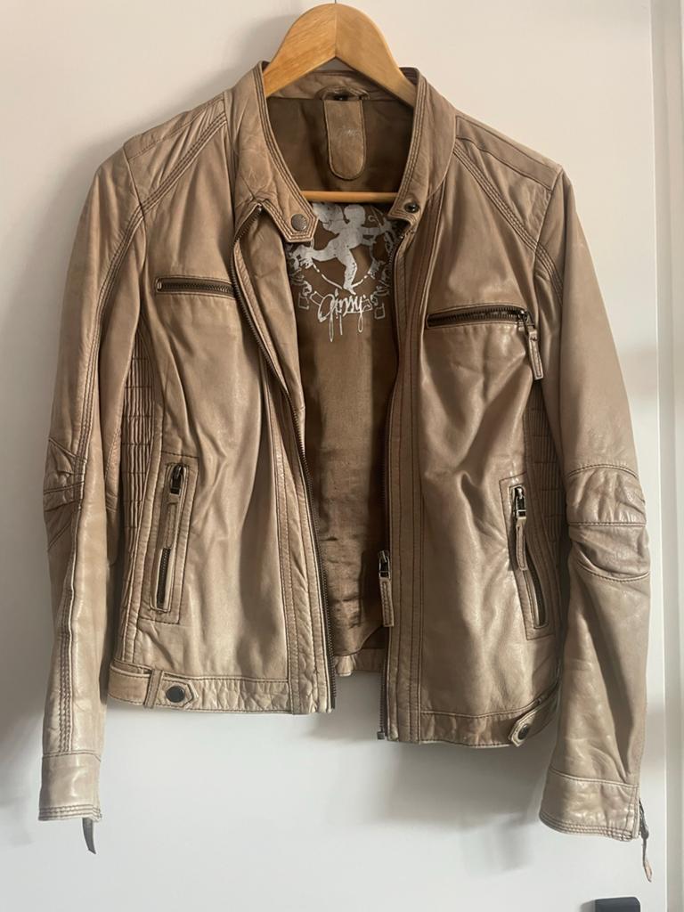 Gipsy beige leren jas kort dames maat S, Ophalen of Verzenden, Gedragen, Maat 36 (S), Beige