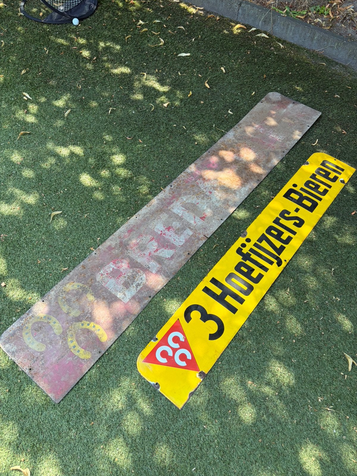 Breda bier emaille reclame 3 hoefijzers, Ophalen of Verzenden, Zo goed als nieuw, Reclamebord, Plaat of Schild, Overige merken