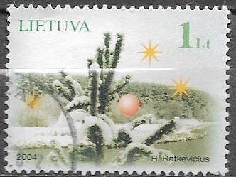 LITOUWEN 1 Lt. zegel Kerstzegel - Winterlandschap - 2004, Postzegels en Munten, Verzenden, Overige landen, Gestempeld