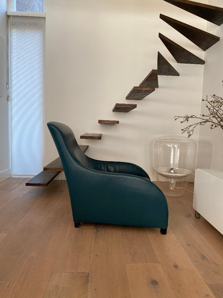 B&B Italia - Kalos Maxalto - volledig leer - kleur petrol, Huis en Inrichting, Fauteuils, Ophalen, Gebruikt, 100 tot 125 cm, Leer