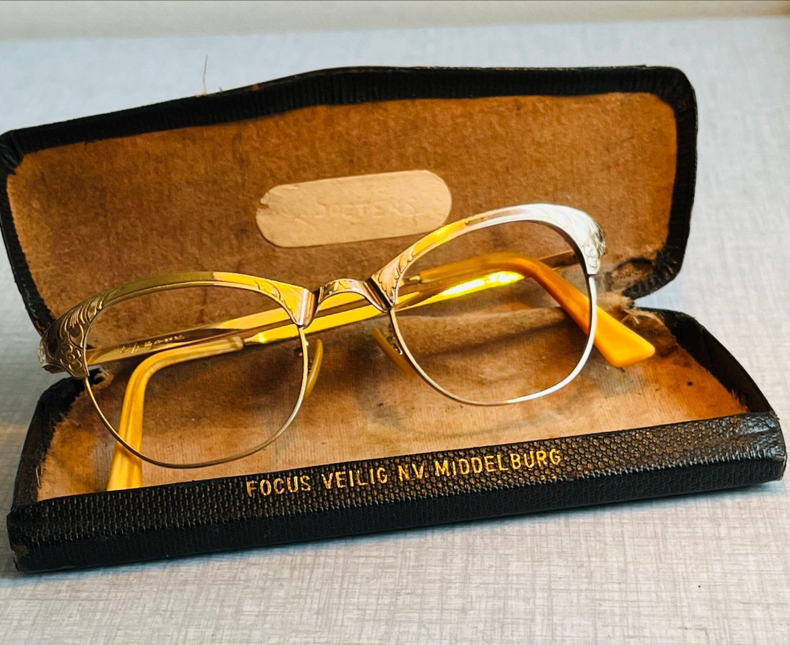 Antieke Cat Eye Gouden Bril - Jaren '50/'60 Vintage, Antiek en Kunst, Antiek | Overige Antiek, Verzenden