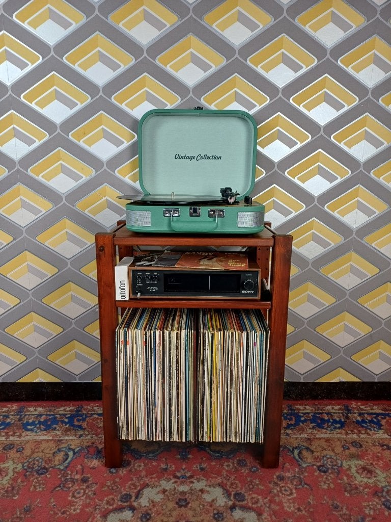 Audiomeubel platenkast platenspelerkast retro vintage hout, Ophalen, 25 tot 50 cm, Minder dan 50 cm, Vintage / retro