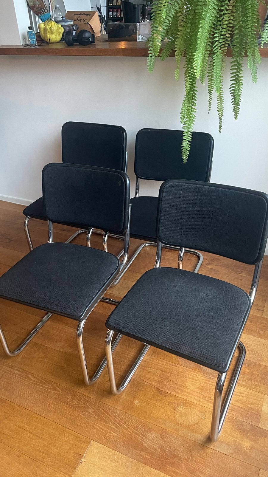 4 stoelen Thonet S32, Zwart met chroom, Ophalen, Gebruikt, Zwart, Mid-century, modern