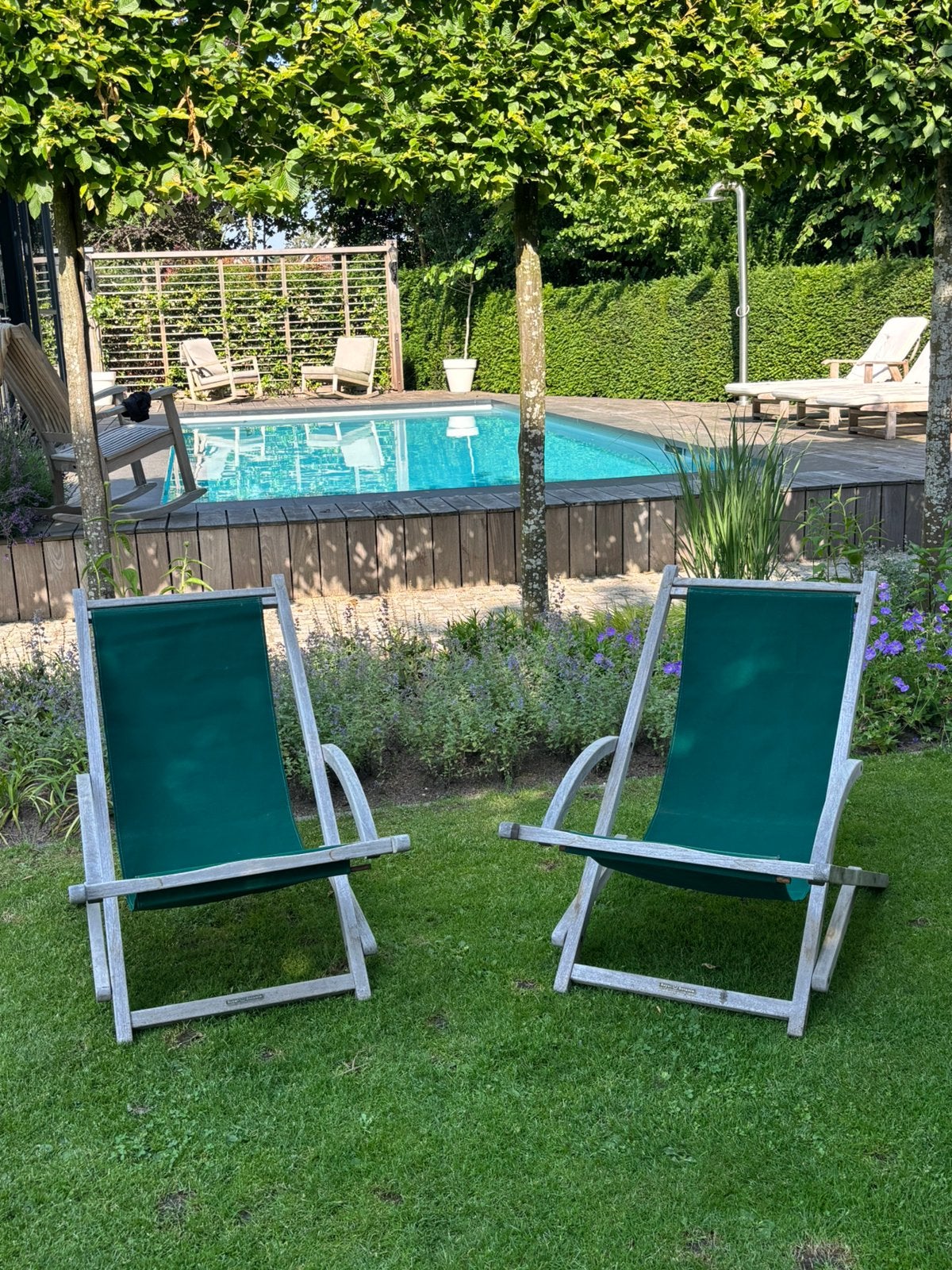 2x teak Royal Botania Beacher strandstoel, Tuin en Terras, Tuinstoelen, Ophalen, Gebruikt, Teakhout, Stapelbaar