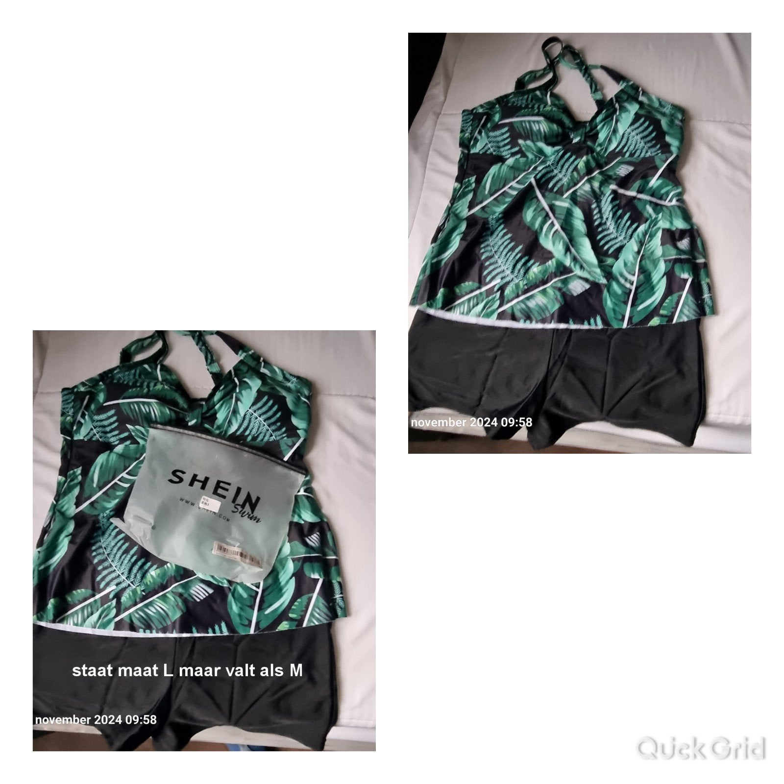 Nieuwe Shein tankini met tropische print . (valt als, Nieuw, Ophalen of Verzenden, Bikini, Groen