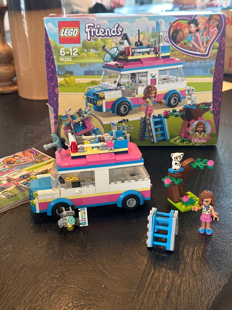 LEGO Friends Olivia's Missievoertuig 41333 met doos, Lego, Friends, Ophalen of Verzenden, Zo goed als nieuw