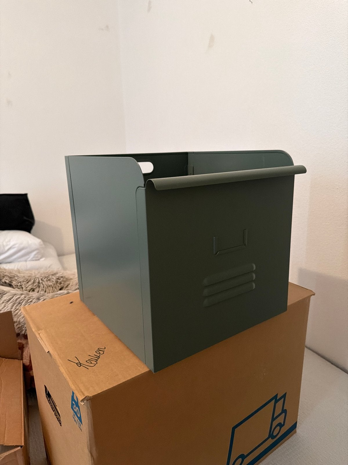 Ikea metaal opbergbox donkergroen, Ophalen, Groen, Kunststof, Zo goed als nieuw