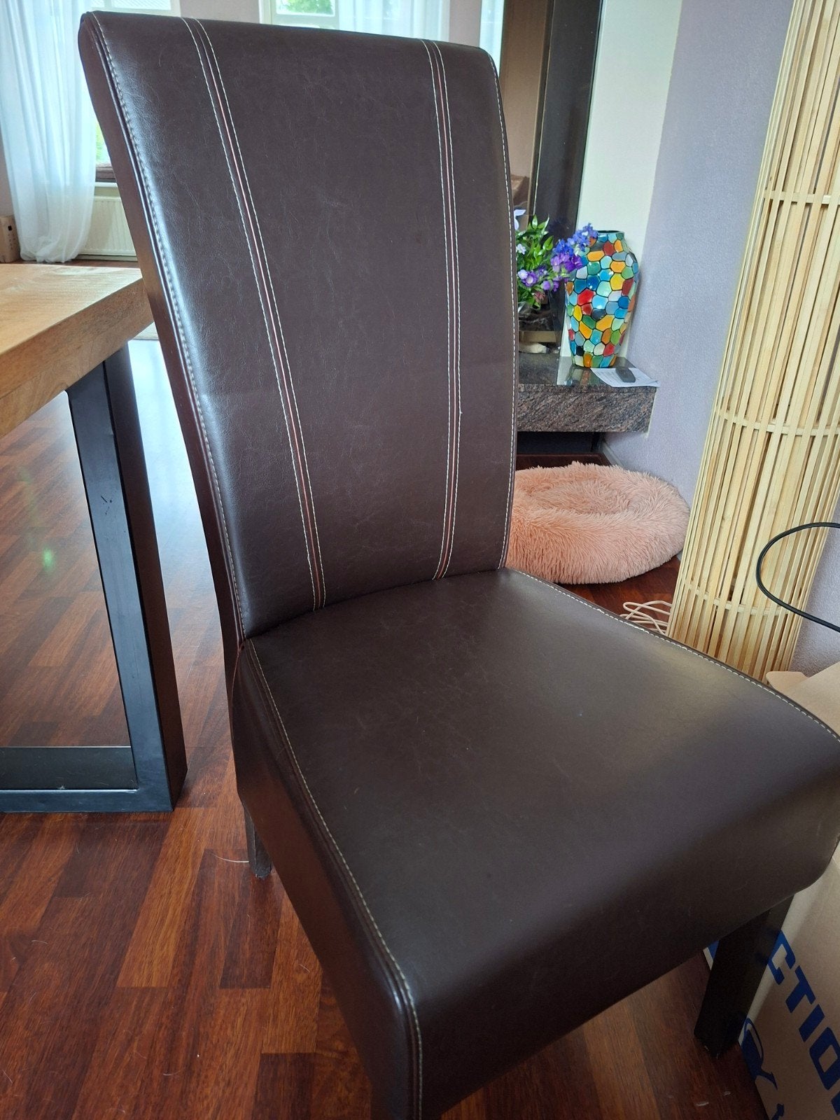 eetkamerstoelen, Huis en Inrichting, Stoelen, Ophalen, Bruin, Leer, Zo goed als nieuw