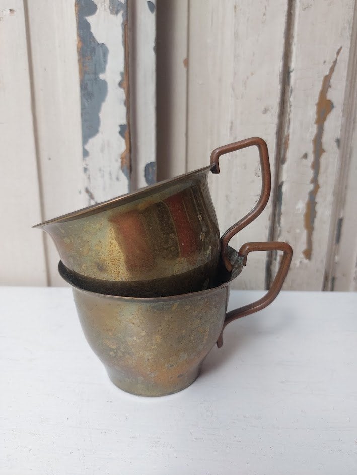 Oude koperen drinkbekers set, Ophalen of Verzenden, Koper