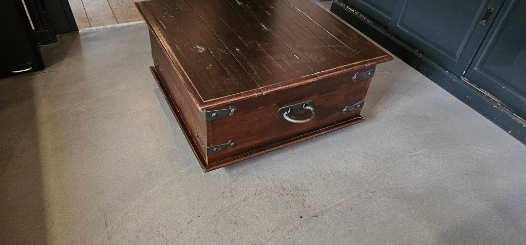 Teakhouten kist, salontafel, opbergbak opbergkist, Huis en Inrichting, Ophalen, Gebruikt, 50 tot 100 cm, 50 tot 100 cm