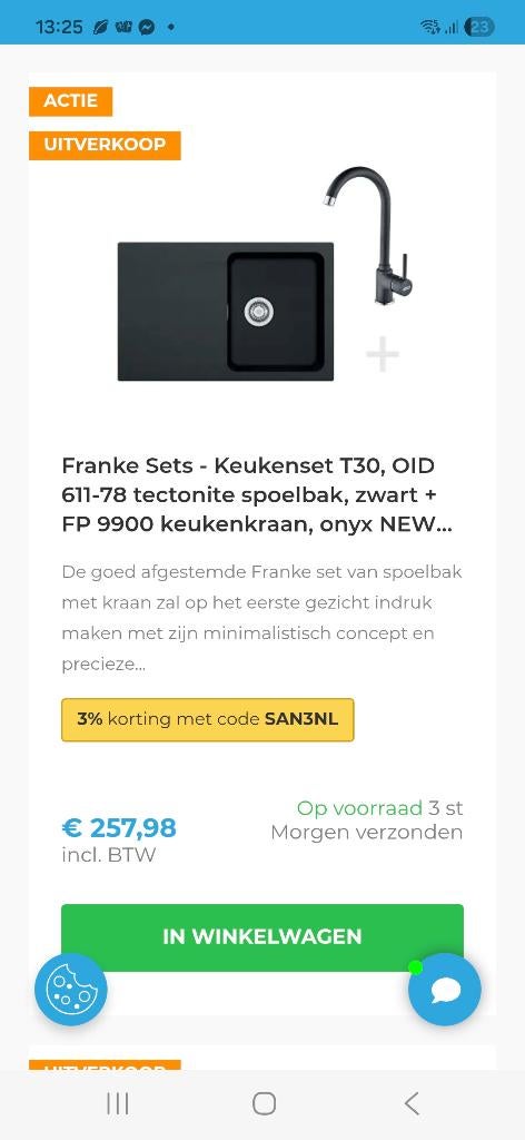 Franke met bateri, Huis en Inrichting, Ophalen, Nieuw, 50 tot 100 cm, Minder dan 100 cm