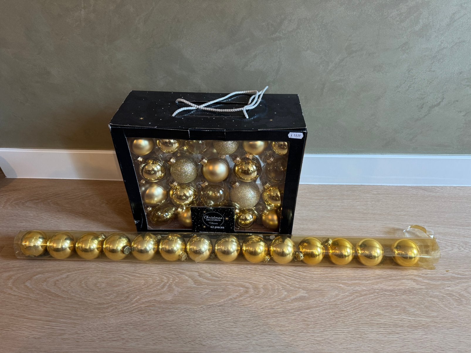 Glazen Kerstballen Goud / Goudkleurig 42+14 stuks, Ophalen of Verzenden, Zo goed als nieuw
