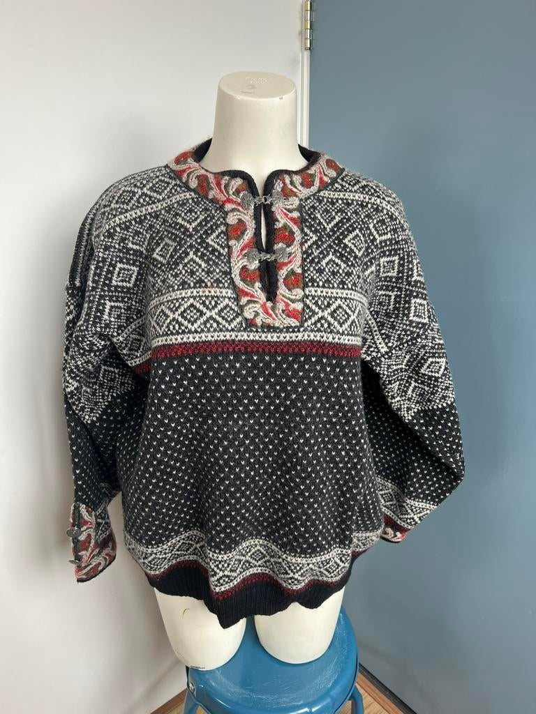 Volund noorse wol wolllen trui dik gebreid zwart wit xl, Kleding | Dames, Zwart, Maat 46/48 (XL) of groter, Ophalen of Verzenden
