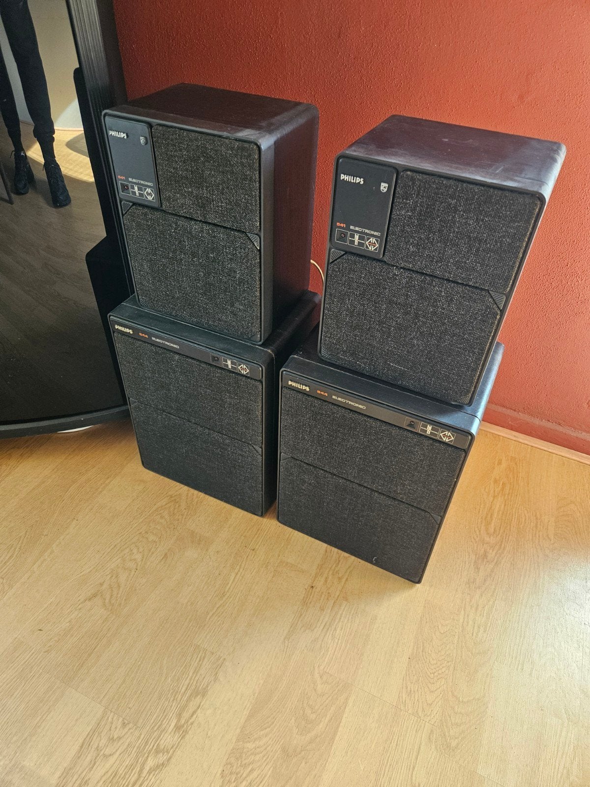 Philips 541 en 544 Electronic Speakerset - Vintage Geluid, Audio, Tv en Foto, Ophalen, Philips, Gebruikt, Inclusief kabels