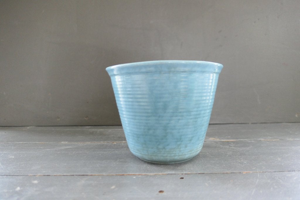Vintage Bloempot Turquoise Lichtblauw Groen Gewolkt, Rond, Binnen, Ophalen of Verzenden, Zo goed als nieuw