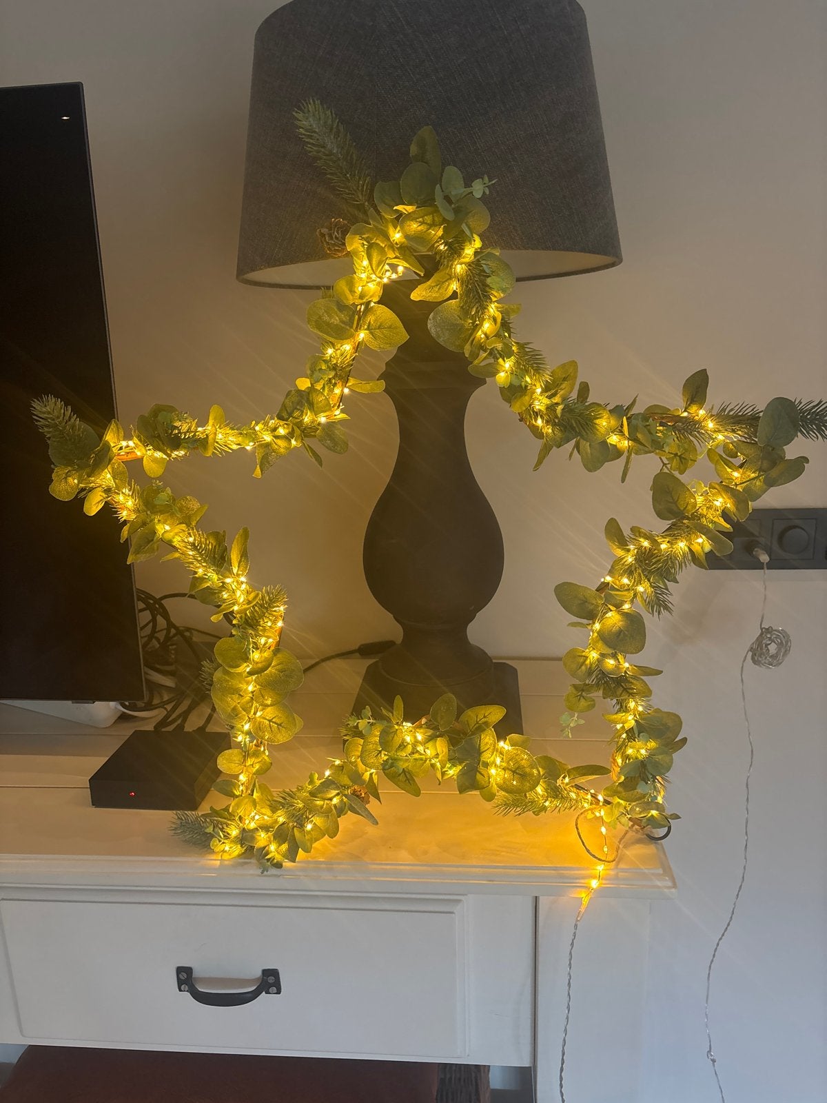 Kerstster krans met verlichting, Huis en Inrichting, Ophalen, Zo goed als nieuw, Krans, Natuurlijk materiaal