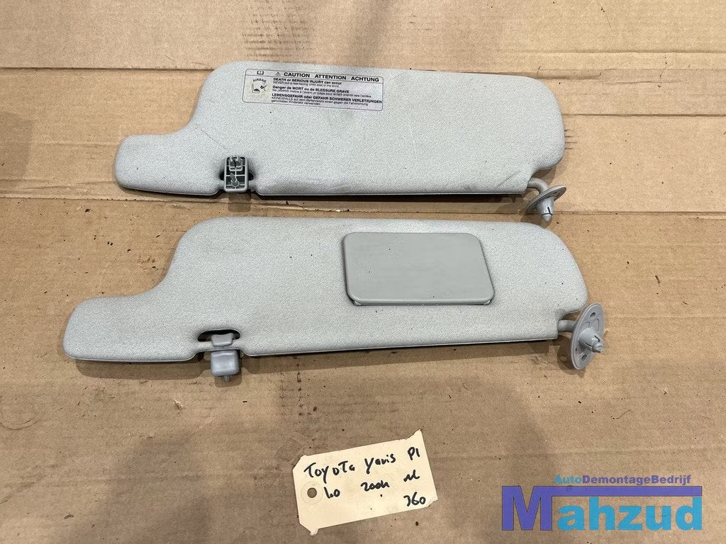 TOYOTA YARIS P1 Links rechts zonneklep 1999-2005, Info@toyota.co.jp, Gebruikt, Toyota Motor Corporation, Toyota