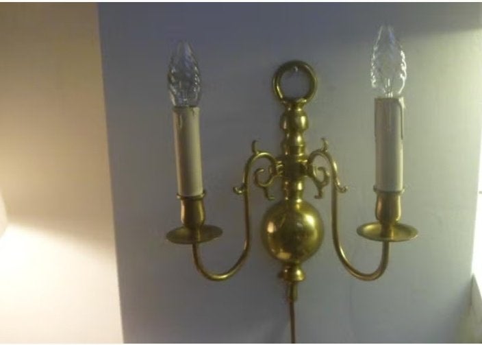 2-lichts messing wandlamp brons / koper wandlamp muurlamp, Ophalen of Verzenden