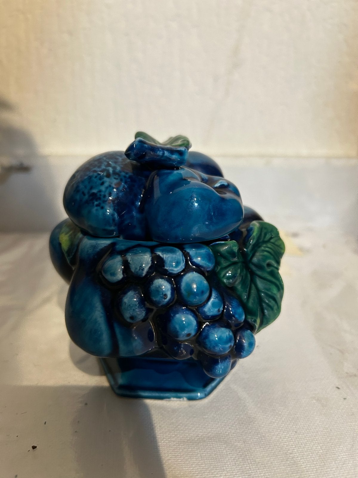 Vintage Japan Keramiek Fruit Potje - Blauw Glazuur, Ophalen of Verzenden