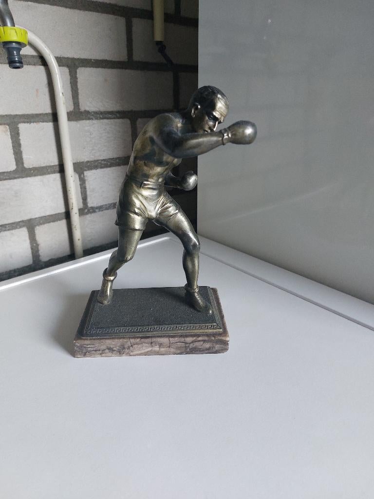 Antiek jaren '30 beeld van een bokser., Overige onderwerpen, Art deco, Ophalen of Verzenden, 20 - 50 cm