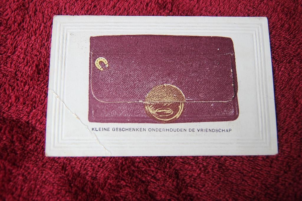Oude klepjeskaart Portemonnee, Verzamelen, Ophalen of Verzenden, Voor 1920, Gelopen