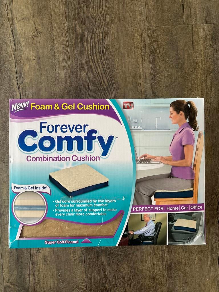 Forever Comfy Foam & Gel Kussen voor Stoel/Auto, Blauw, Ophalen of Verzenden, Zo goed als nieuw, Eén