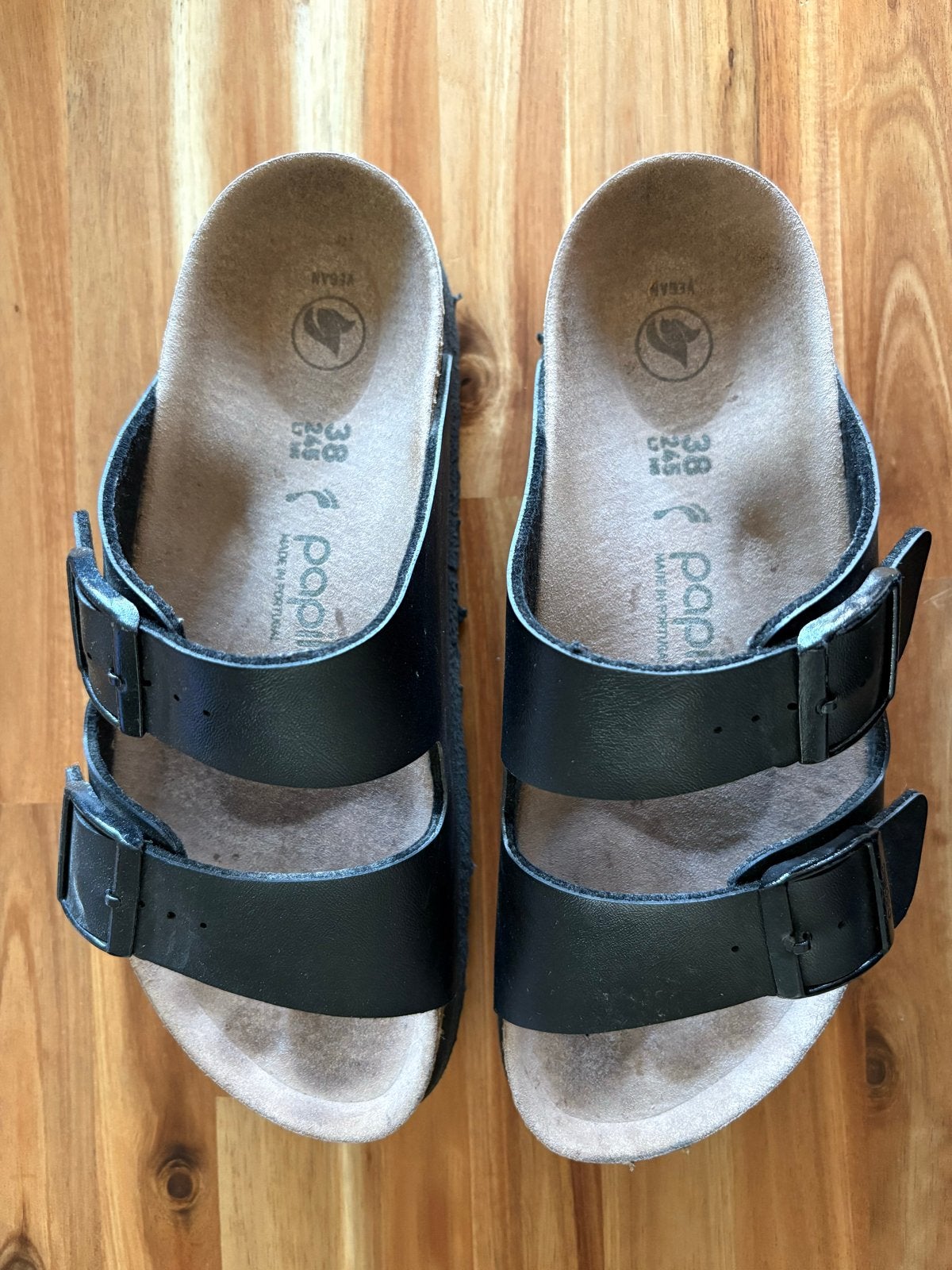 Papillio by Birkenstock Vegan Sandalen Maat 38 Zwart, Zwart, Zo goed als nieuw, Ophalen, Slippers