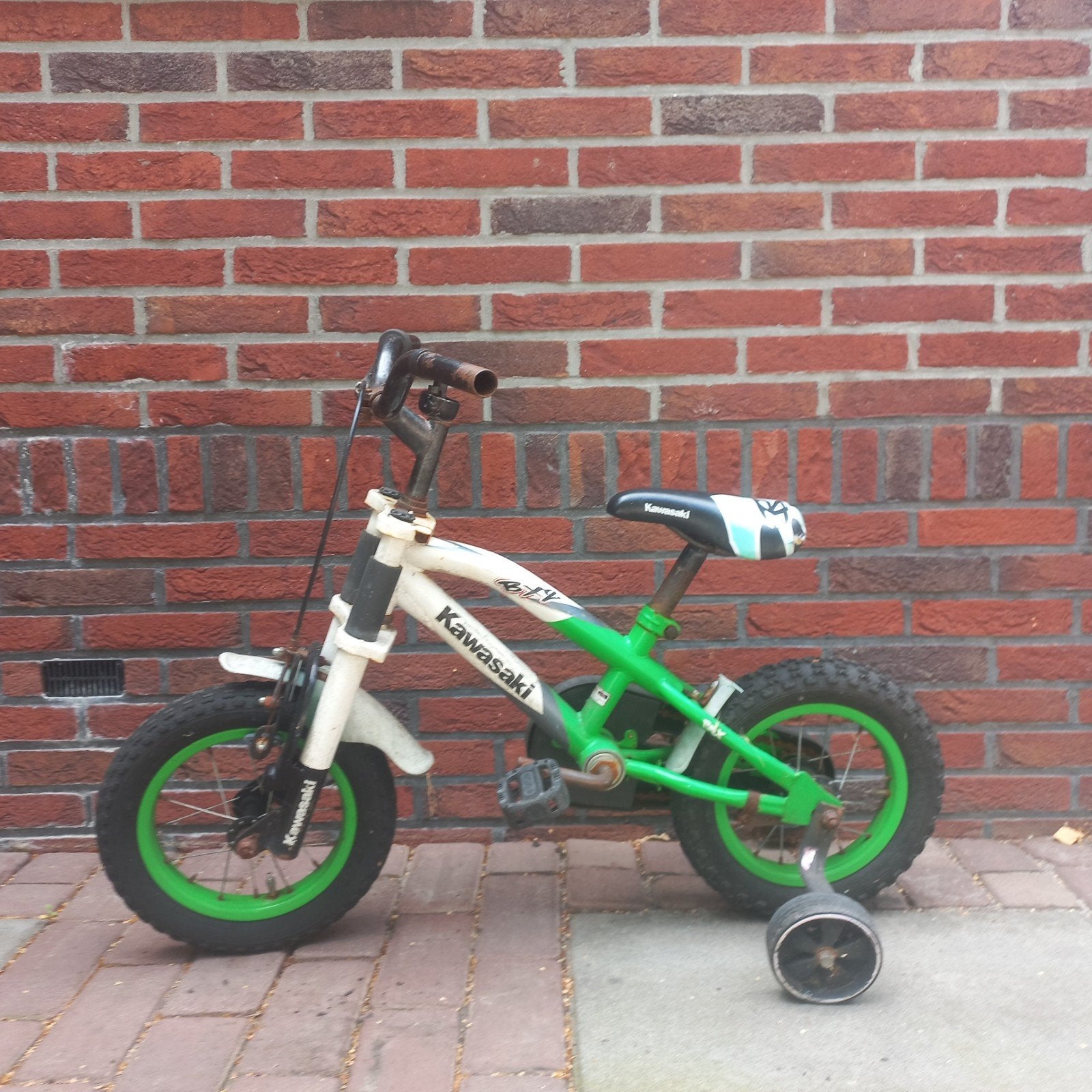 Rijklare crossfiets kawasaki 12,5 inch, Ophalen, Terugtraprem, Gebruikt, Staal