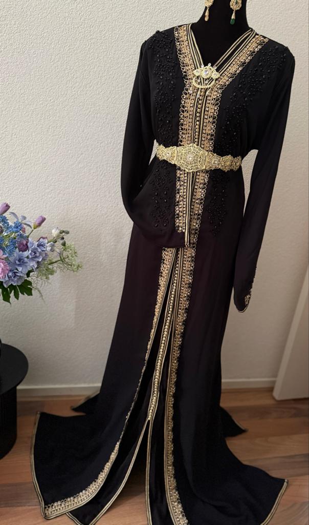 Nieuwe Marokkaanse Takshita Jurk - Maat M-L, Maat 38/40 (M), Overige typen, Zwart, Nieuw