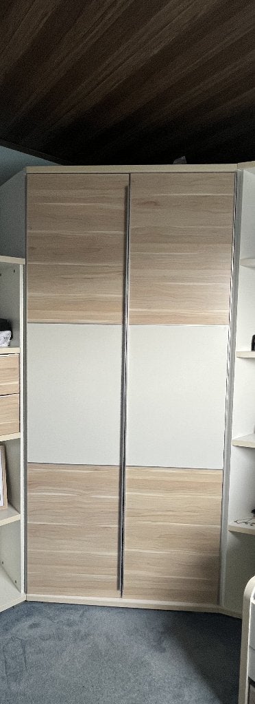 Inloop hoekkledingkast wit/ahorn (ENKEL), Ophalen, Gebruikt, 200 cm of meer, 75 cm of meer