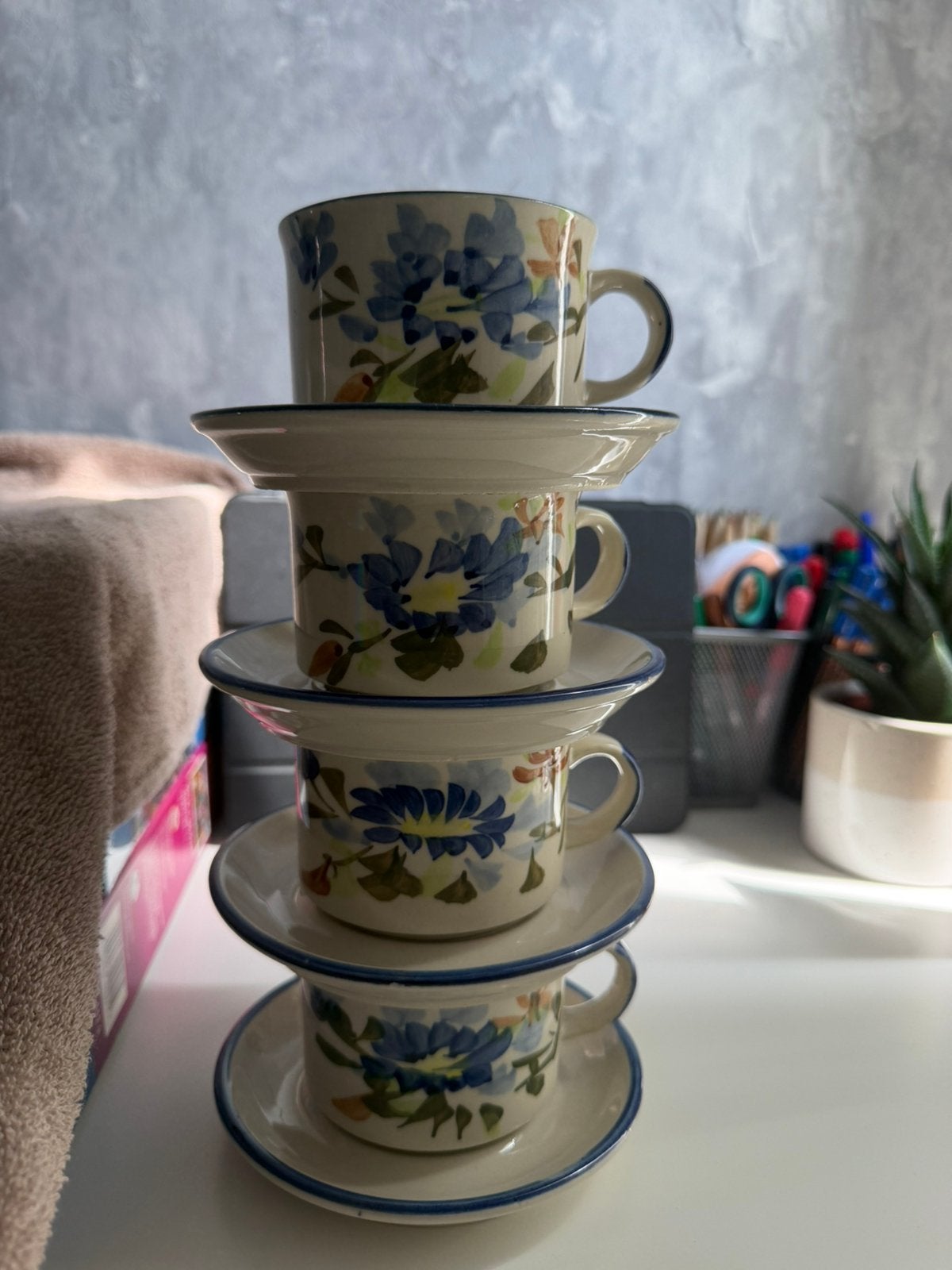 Chi kiang stoneware servies, Ophalen, Vintage, Zo goed als nieuw, Kop(pen) en/of Schotel(s)