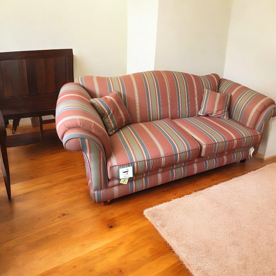 Engelse Sofa + Wingchair in mooie stof en kleurstelling.e.a., Ophalen, Hout, 150 tot 200 cm, 75 tot 100 cm