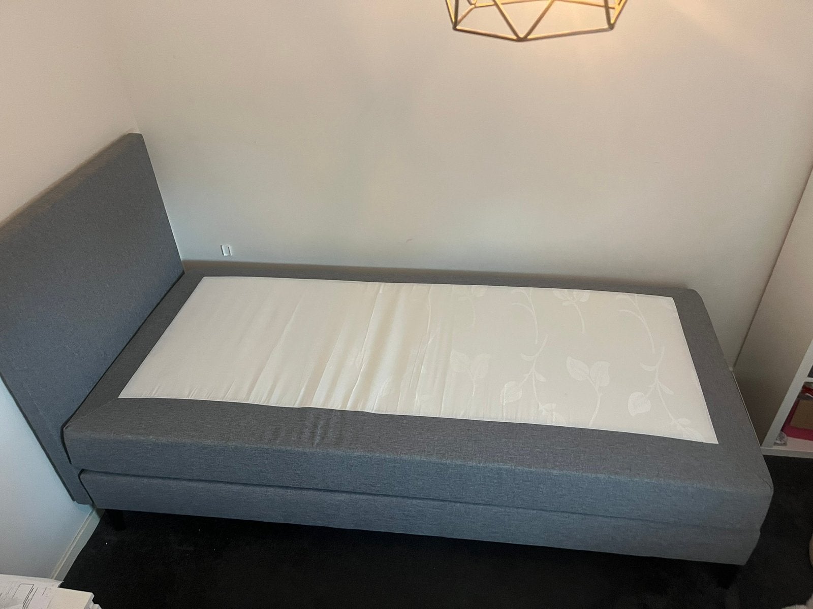 Boxspring Cisano 90x200 Antraciet incl. matras, Ophalen, Zo goed als nieuw, Eenpersoons, 90 cm