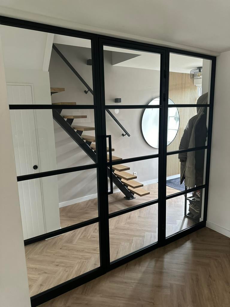 Stalen scharnier of taatsdeur., Ophalen, Binnendeur, Zo goed als nieuw, Glas