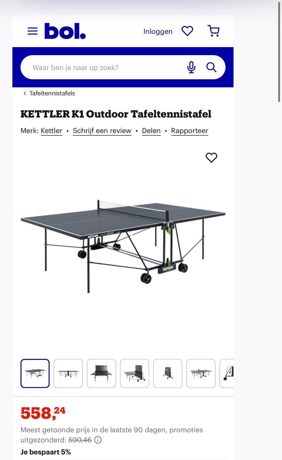 Kettler K1 Outdoor Tafeltennistafel - Opklapbaar, Ophalen, Gebruikt, Tafel Outdoor, Inklapbaar