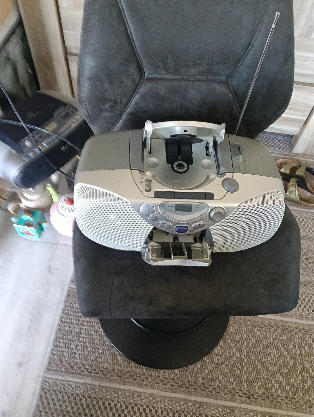 Philips radio cd cassette speler met antenne, Ophalen of Verzenden