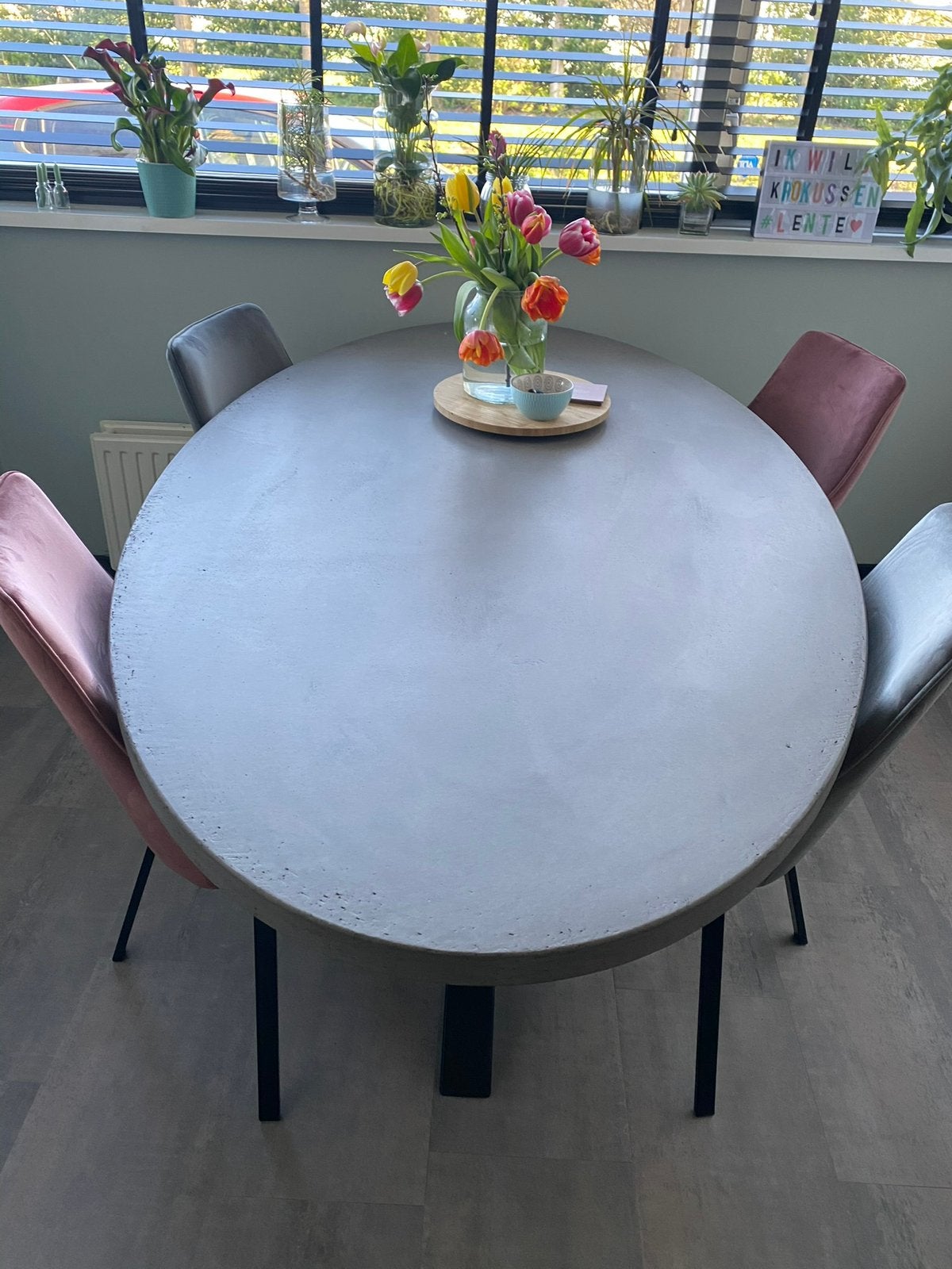 Ovale eettafel beton betongrijs 200 x 110 cm met sterpoot, Ophalen, Overige materialen, 100 tot 150 cm, 200 cm of meer