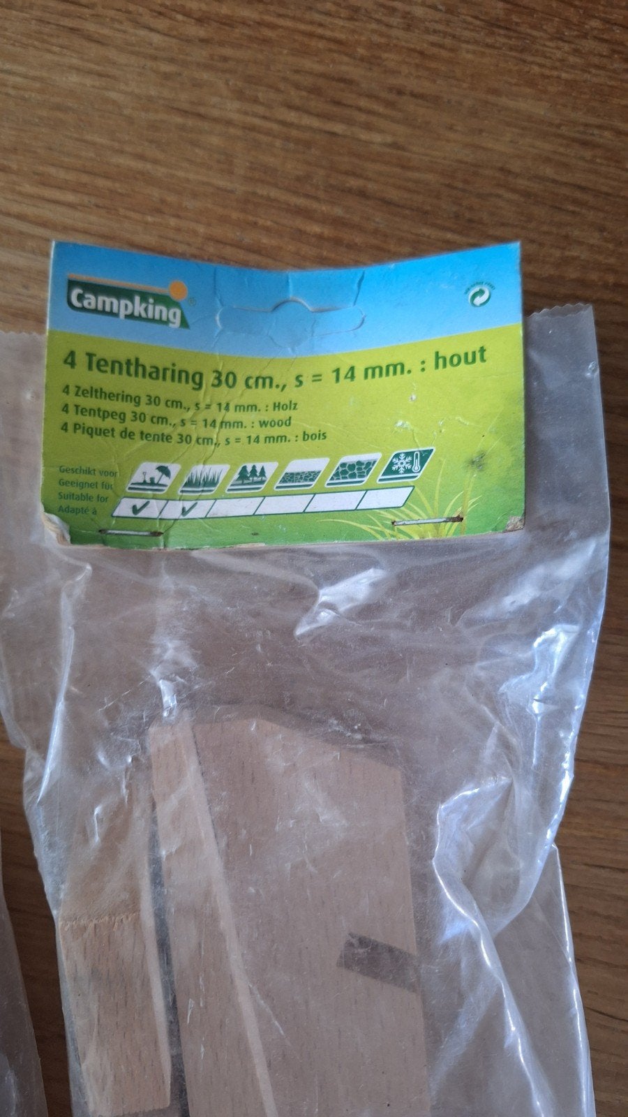 Houten Tentharingen 30 cm voor Zandgrond - 4 stuks, Ophalen of Verzenden, Nieuw