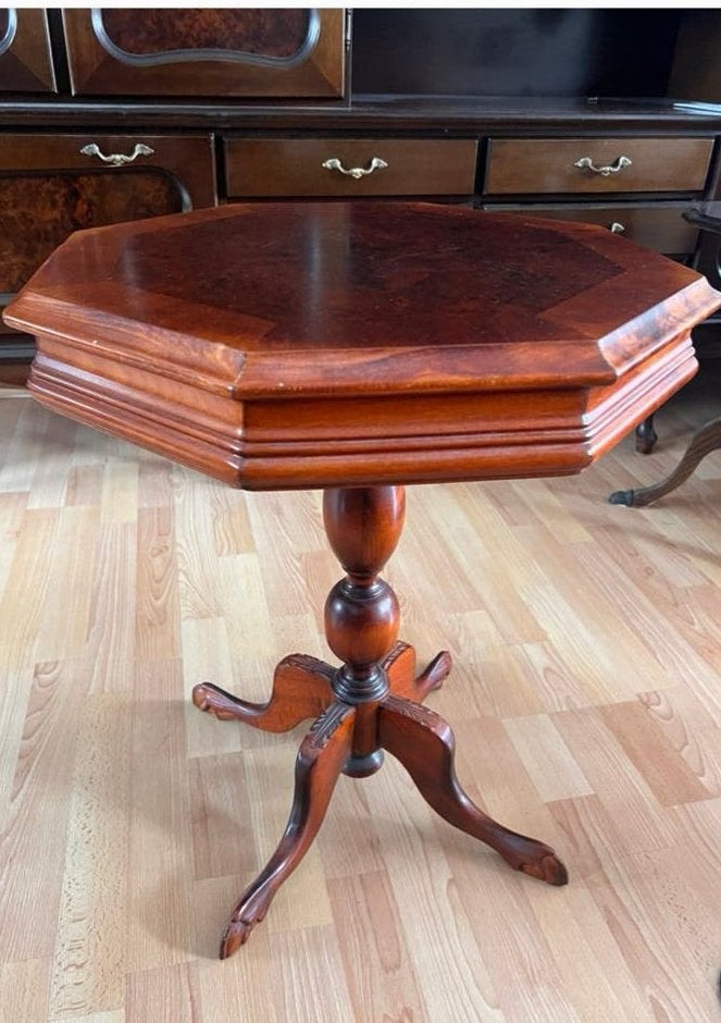 Wortelnoothout achthoekige bijzettafel, Ophalen of Verzenden