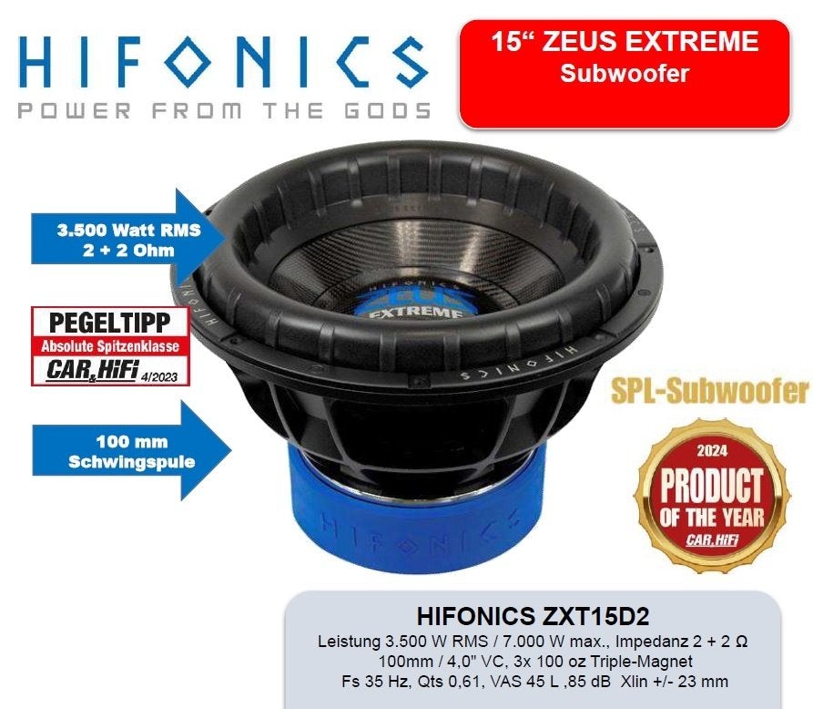 Hifonics ZXT15-D2 SUPERWOOFER, Ophalen of Verzenden, Nieuw