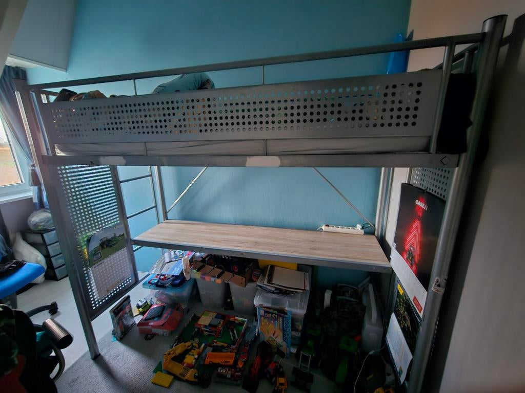 Gratis Hoogslaper zilverkleurig, Ophalen, Gebruikt, Eenpersoons, 90 cm