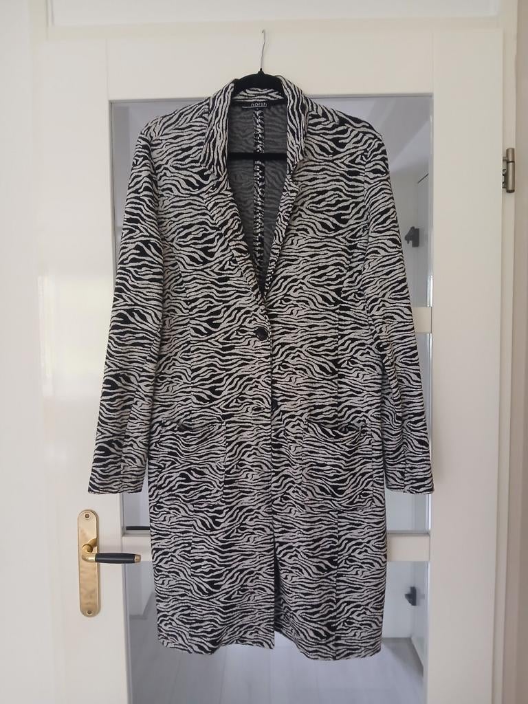 Norah gebreid tricot jasje/vest met zebraprint maat 42, Zwart, Maat 42/44 (L), Ophalen of Verzenden, Norah