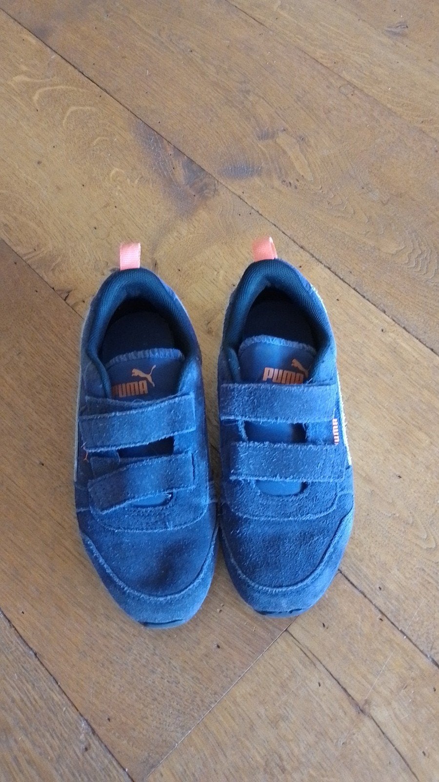 Puma sneakers maat 34 - Blauw met klittenband, Ophalen, Gebruikt, Puma, Jongen of Meisje