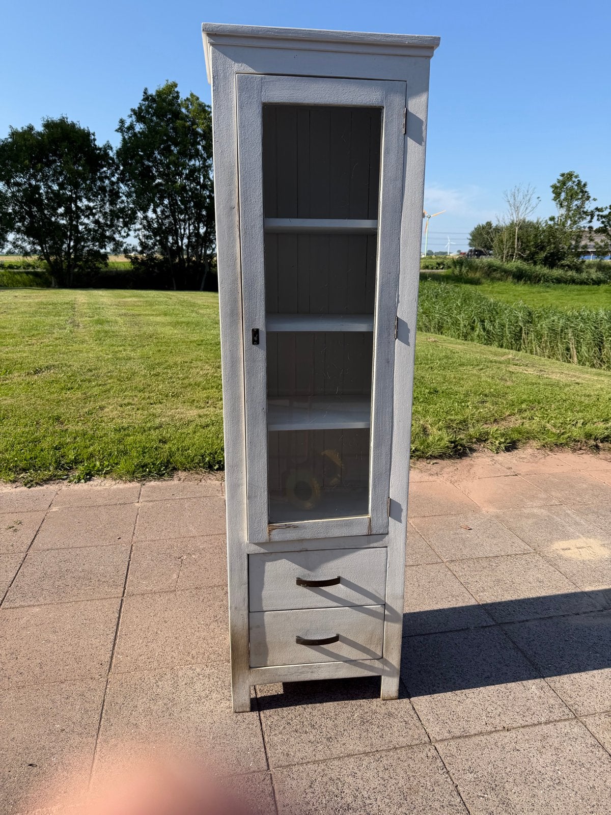 Gebruikte vitrinekast met 2 lades, Ophalen, Minder dan 50 cm, Gebruikt, Met lade(s)
