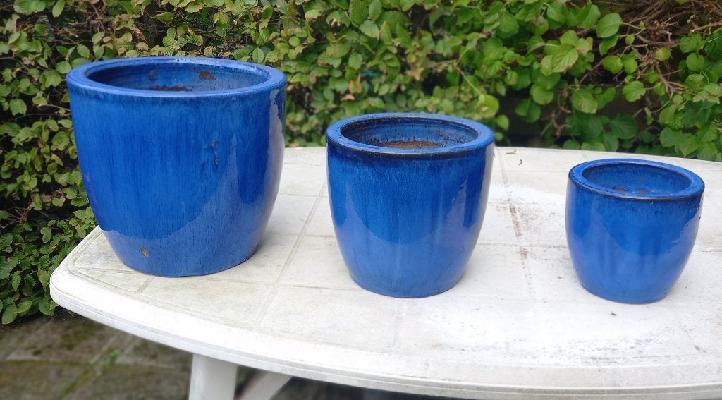 3-delige set bloempotten, Tuin en Terras, Gebruikt, Minder dan 40 cm, Aardewerk, Ophalen