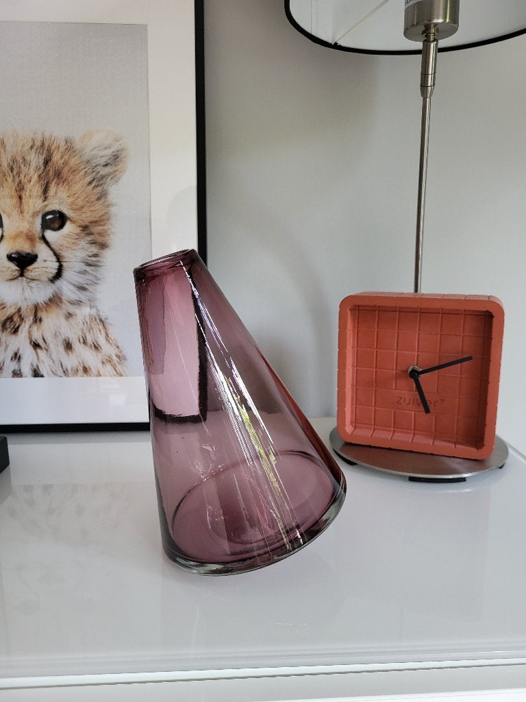 Hysteria vaas, Huis en Inrichting, Ophalen, Handgemaakt, Paars, Glas