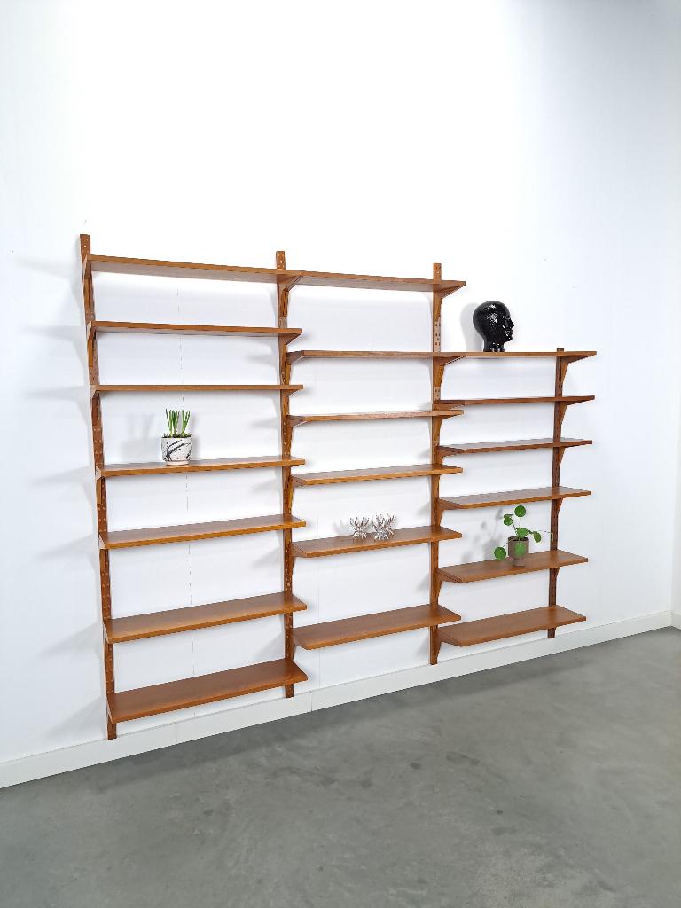 Poul Cadovius Royal modulair teak wandsysteem Deens design, Huis en Inrichting, Met plank(en), 250 tot 300 cm, Gebruikt, 200 cm of meer