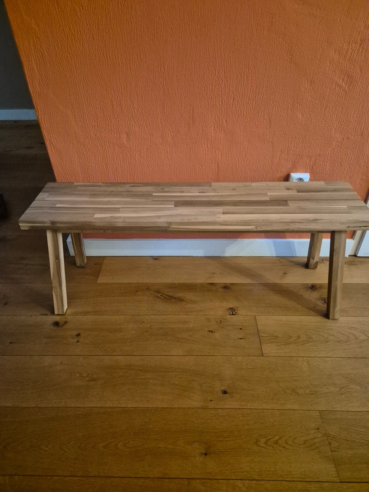 Houten bankje - 120cm breed, 29cm diep, Huis en Inrichting, Stoelen, Ophalen, Gebruikt, Bruin, Modern, Rustiek